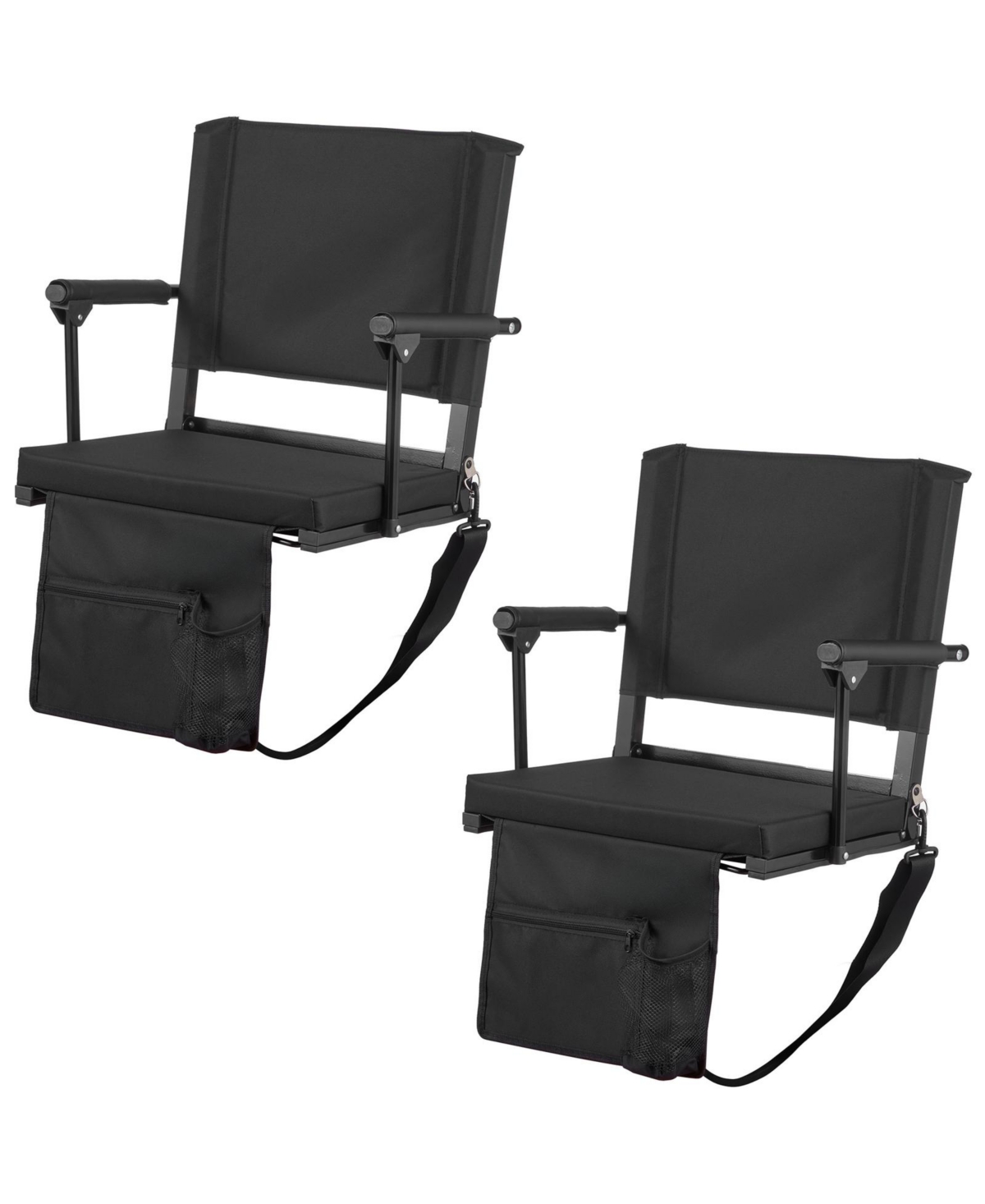 Hongge Portable Bleacher Seats with Armrests 2-Pack 18.7 inches Thick Cushion Bench Chairs and Shoulder Straps – Black Hongge Portable Bleacher Seats with Armrests 2-Pack 18.7 inches Thick Cushion Bench Chairs and Shoulder Straps – Black