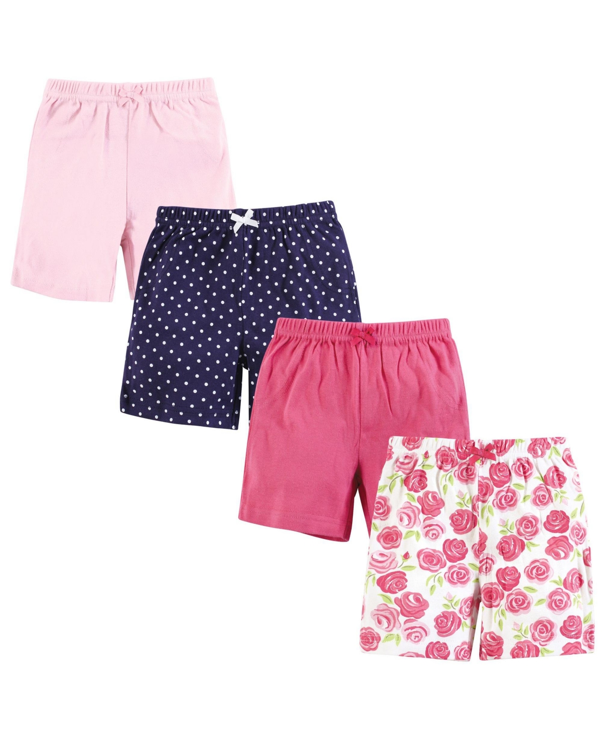 Hudson Baby Baby Girls Shorts Bottoms 4-Pack – Pink roses
