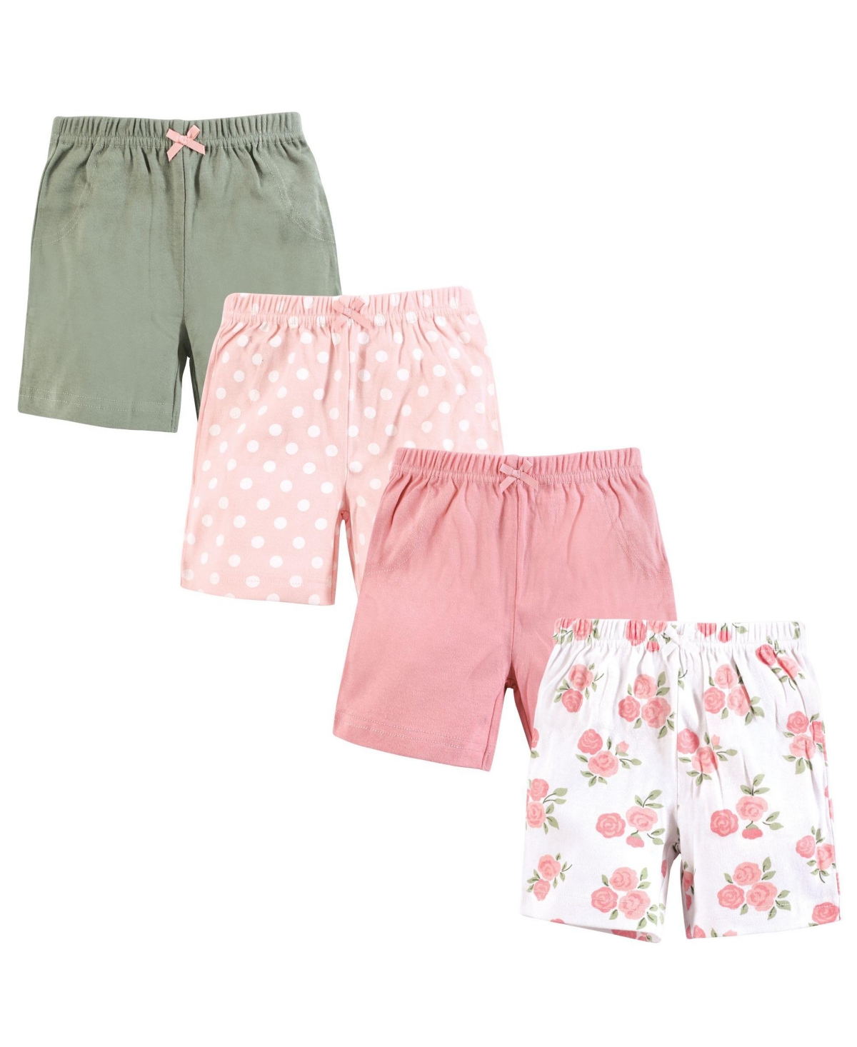 Hudson Baby Baby Girls Shorts Bottoms 4-Pack – Soft pink roses