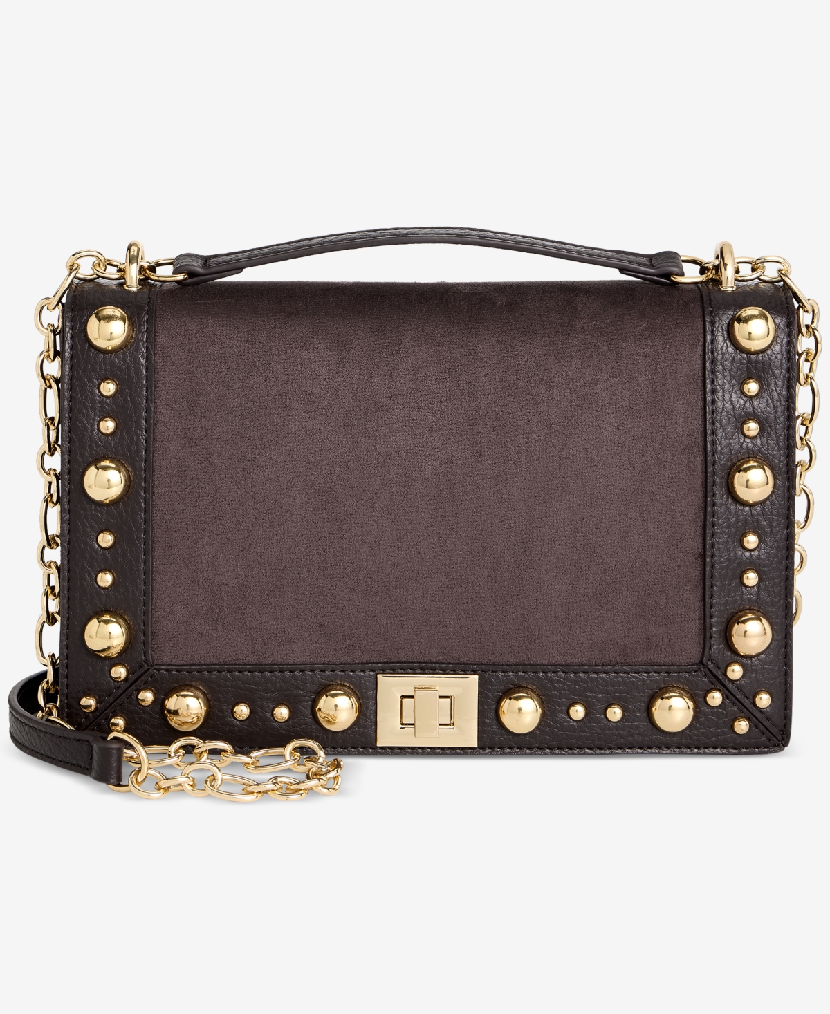 I.n.c International Concepts Ajae Faux-Suede Stud Shoulder Bag, Macy’s Exclusive – Chocolate Plum