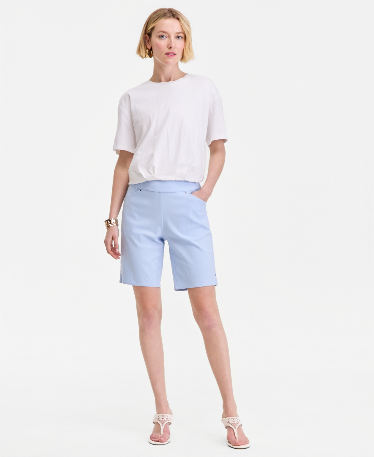 I.n.c. International Concepts Women’s Mid Rise Pull-On Bermuda Shorts, Created for Macy’s – Pale French Blue I.n.c. International Concepts Women’s Mid Rise Pull-On Bermuda Shorts, Created for Macy’s – Pale French Blue