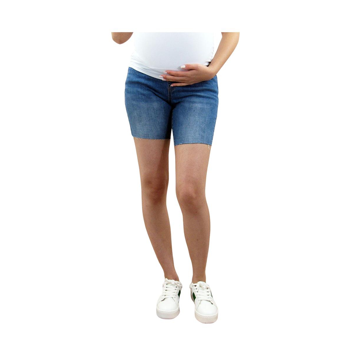 Indigo Poppy Maternity Bermuda Shorts with Belly Band – Blue Indigo Poppy Maternity Bermuda Shorts with Belly Band – Blue