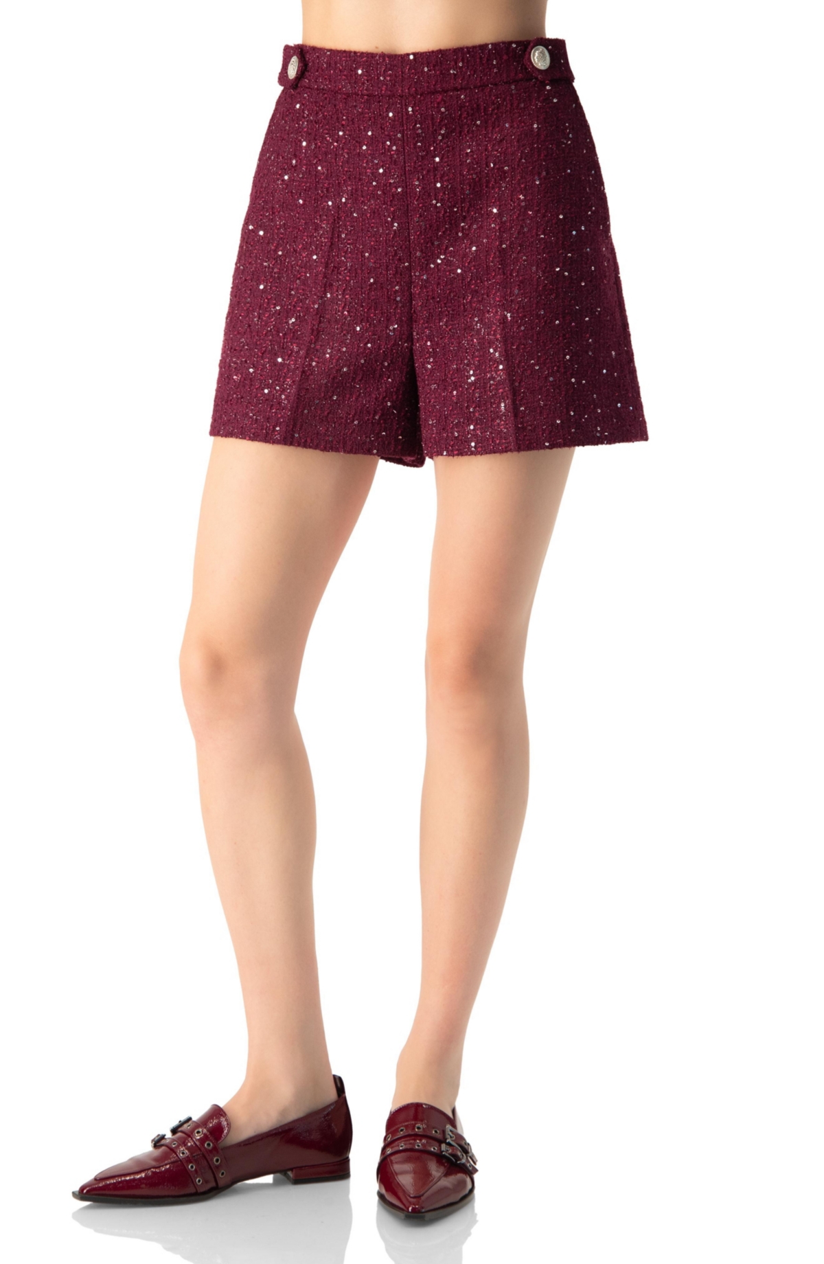 Ivonne Women’s Tailored Shorts with Pockets – Wine