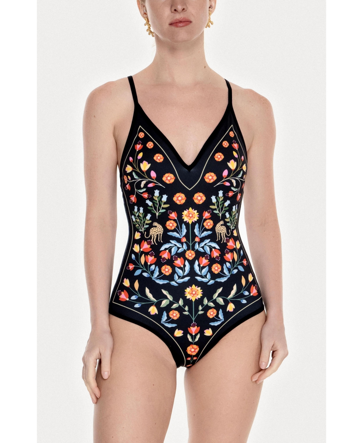 Jessie Zhao New York Women’s Night Imagination Reversible V-Neck One-Piece Swimsuit – Black Jessie Zhao New York Women’s Night Imagination Reversible V-Neck One-Piece Swimsuit – Black
