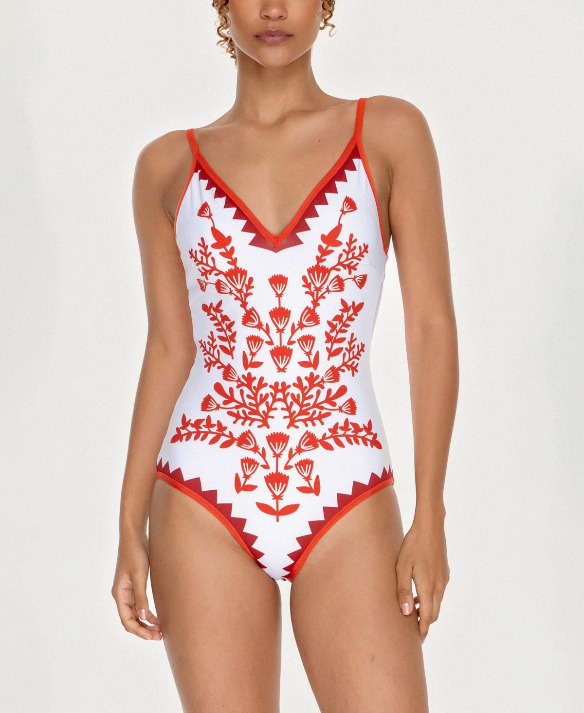 Jessie Zhao New York Women’s Red Coral Reversible V-Neck One-Piece Swimsuit – Red Jessie Zhao New York Women’s Red Coral Reversible V-Neck One-Piece Swimsuit – Red