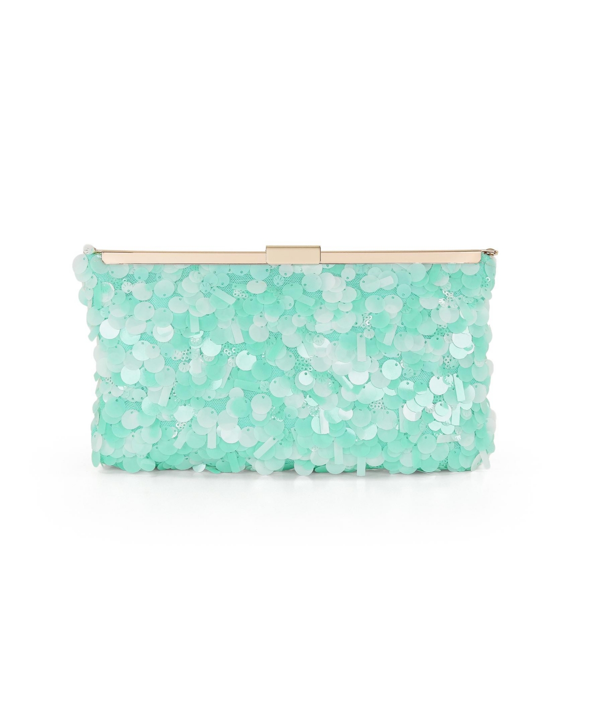 Jewel Badgley Mischka Women’s Briar Mixed Sequin Hinged Frame Clutch – Light mint green