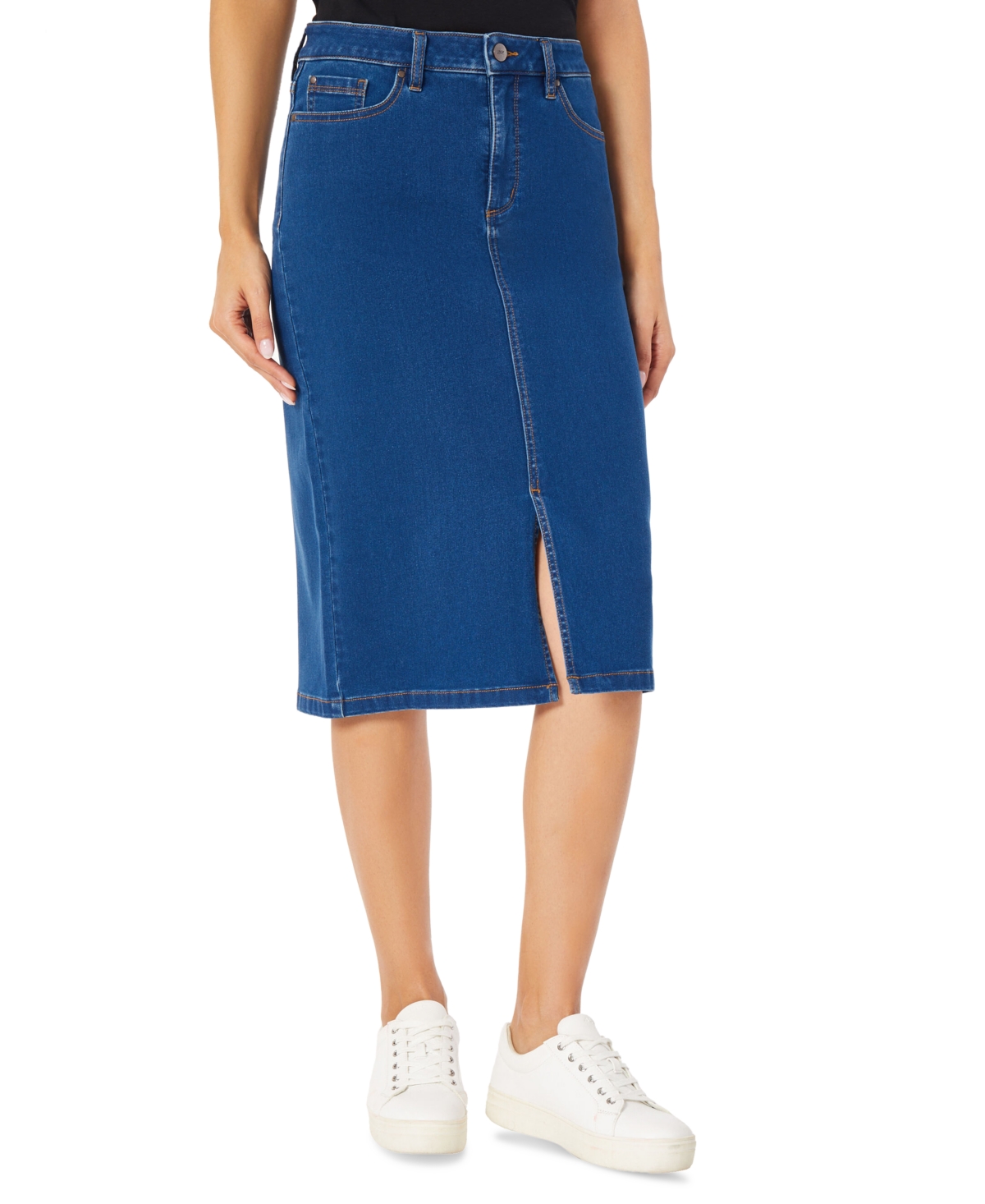 Jones New York Women’s 5-Pocket Denim Midi Pencil Skirt – Shore Wash