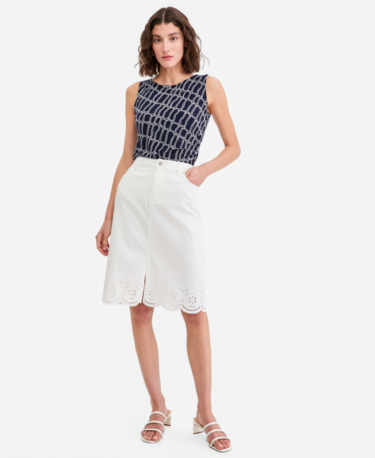 Jones New York Women’s Eyelet Embroidered Pencil Skirt – Soft White Jones New York Women’s Eyelet Embroidered Pencil Skirt – Soft White
