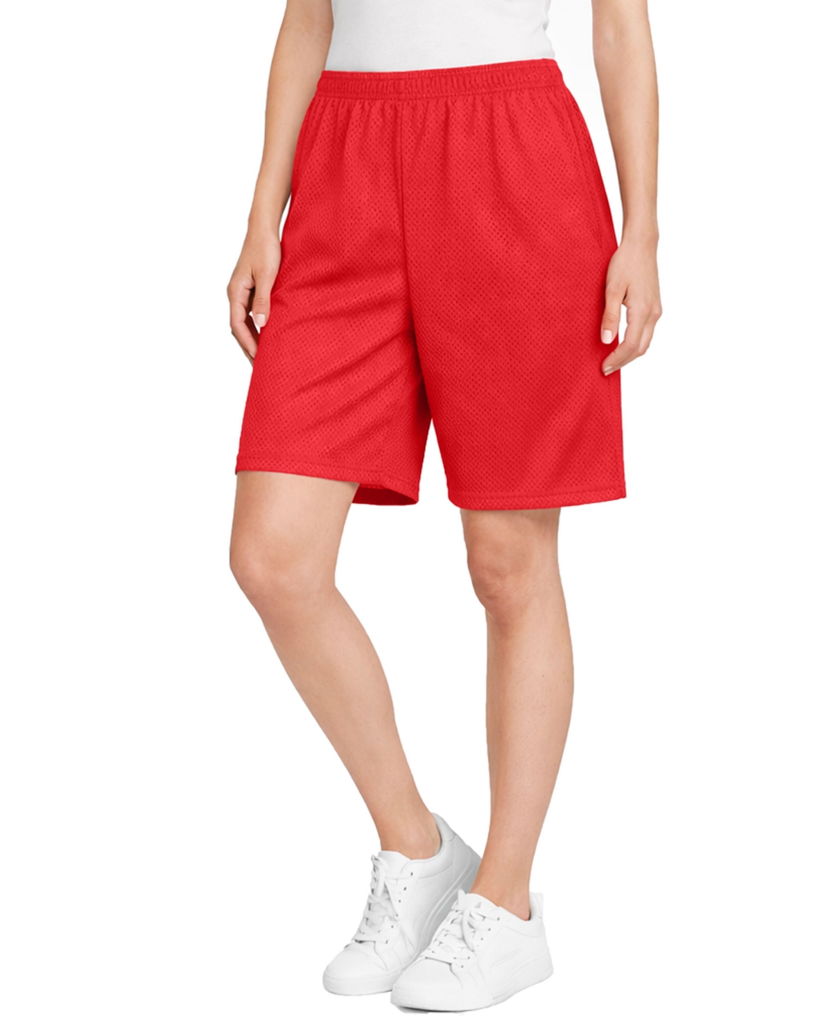 Jump Start Women’s Loose Fit Lightweight Breathable Moisture Wicking Mesh Shorts – Red