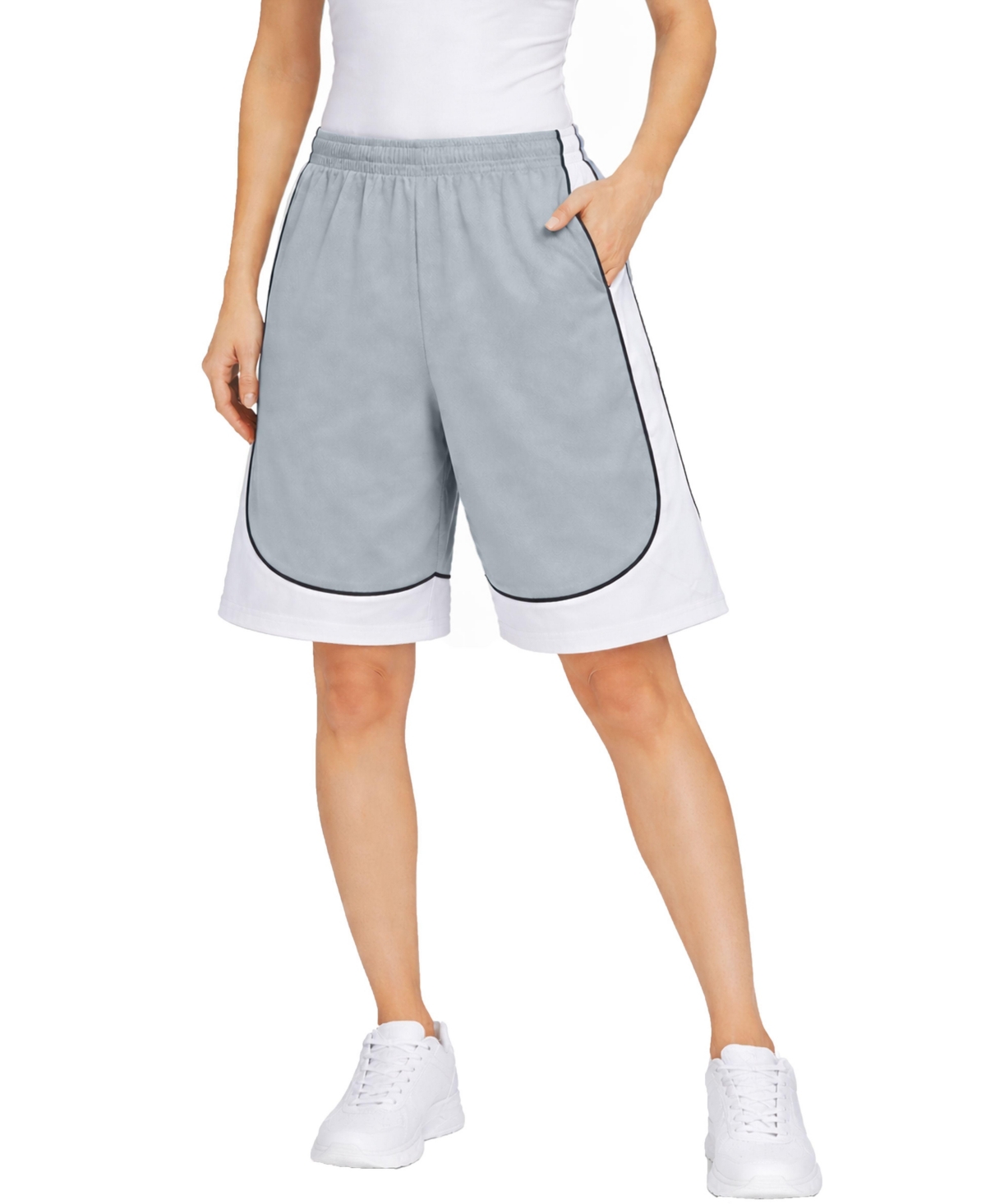 Jump Start Women’s Loose Fit Lightweight Breathable Moisture Wicking Mesh Shorts – Silver/black Jump Start Women’s Loose Fit Lightweight Breathable Moisture Wicking Mesh Shorts – Silver/black