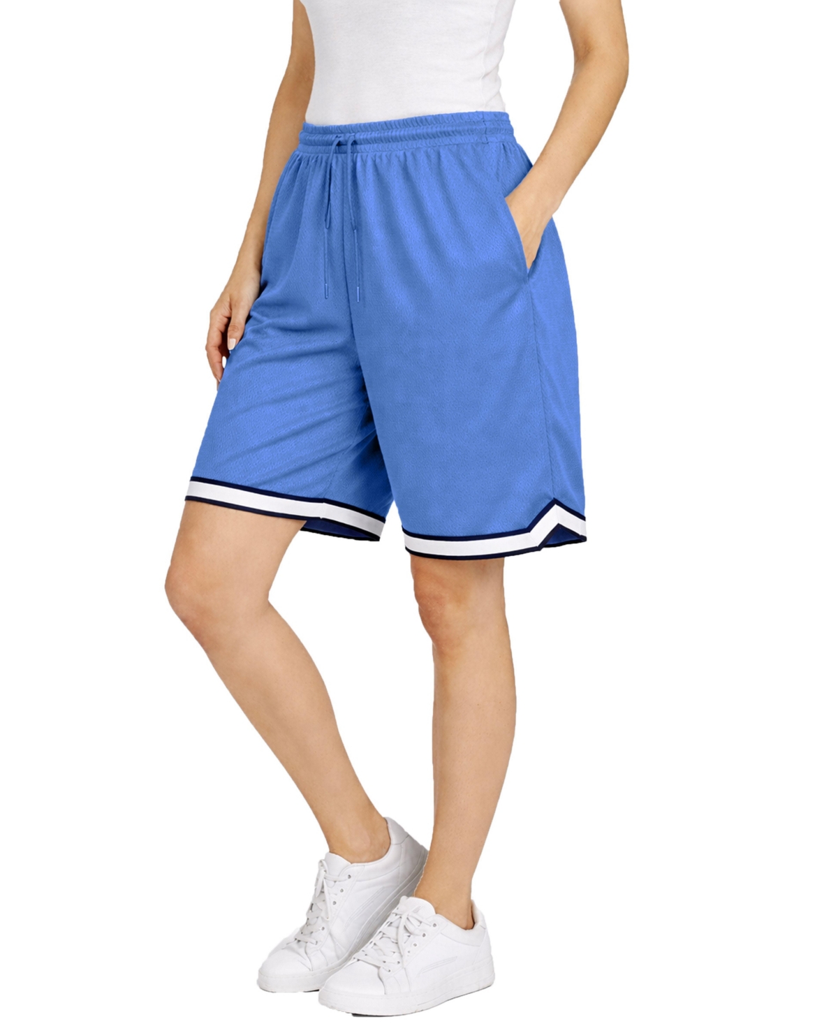 Jump Start Women’s Loose Fit Premium Active Moisture Wicking Workout Mesh Shorts With Trim – Royal