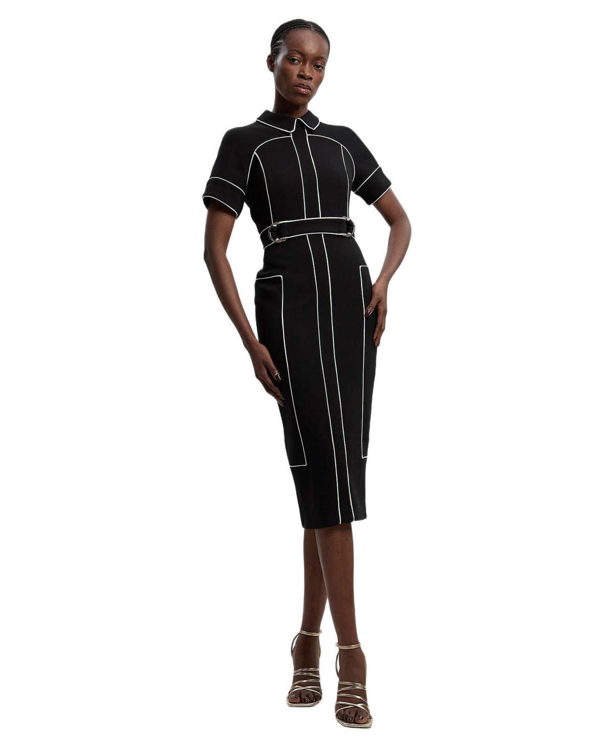Karen Millen Women’s Compact Stretch Pencil Midi Dress – Black Karen Millen Women’s Compact Stretch Pencil Midi Dress – Black