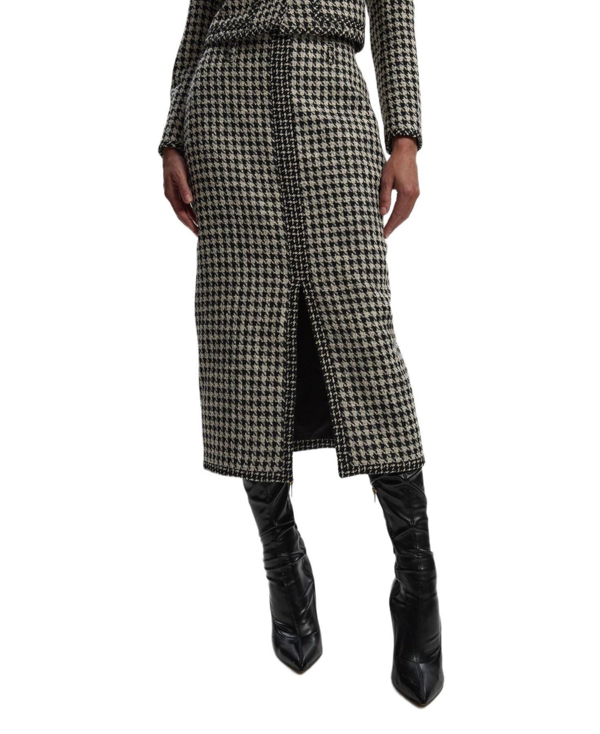 Karen Millen Women’s Tweed Belted Pencil Skirt – Multi Karen Millen Women’s Tweed Belted Pencil Skirt – Multi