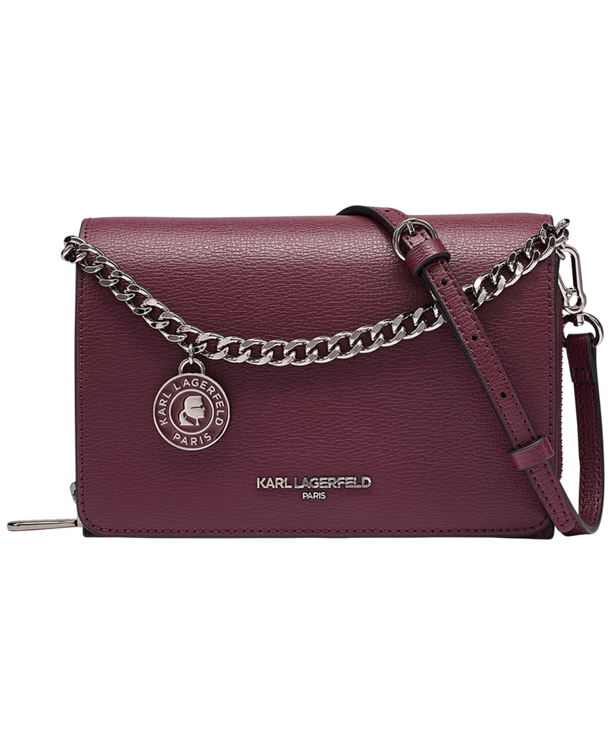 Karl Lagerfeld Paris Lourdes Mini Leather Crossbody – Cherry Plum