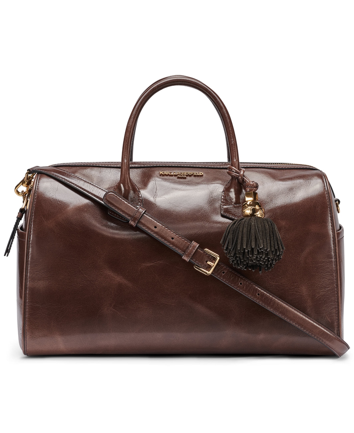 Karl Lagerfeld Paris Perette Small Leather Satchel Handbag – Espresso