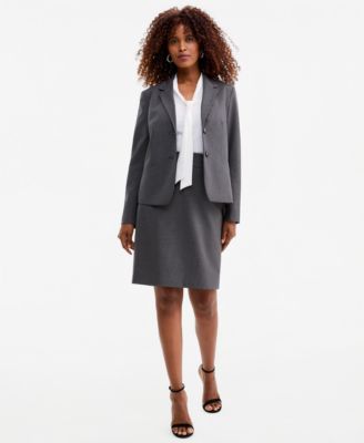 Kasper Womens Machine Washable Two Button Jacket Sleeveless Tie Neck Top Back Zipper Pencil Skirt