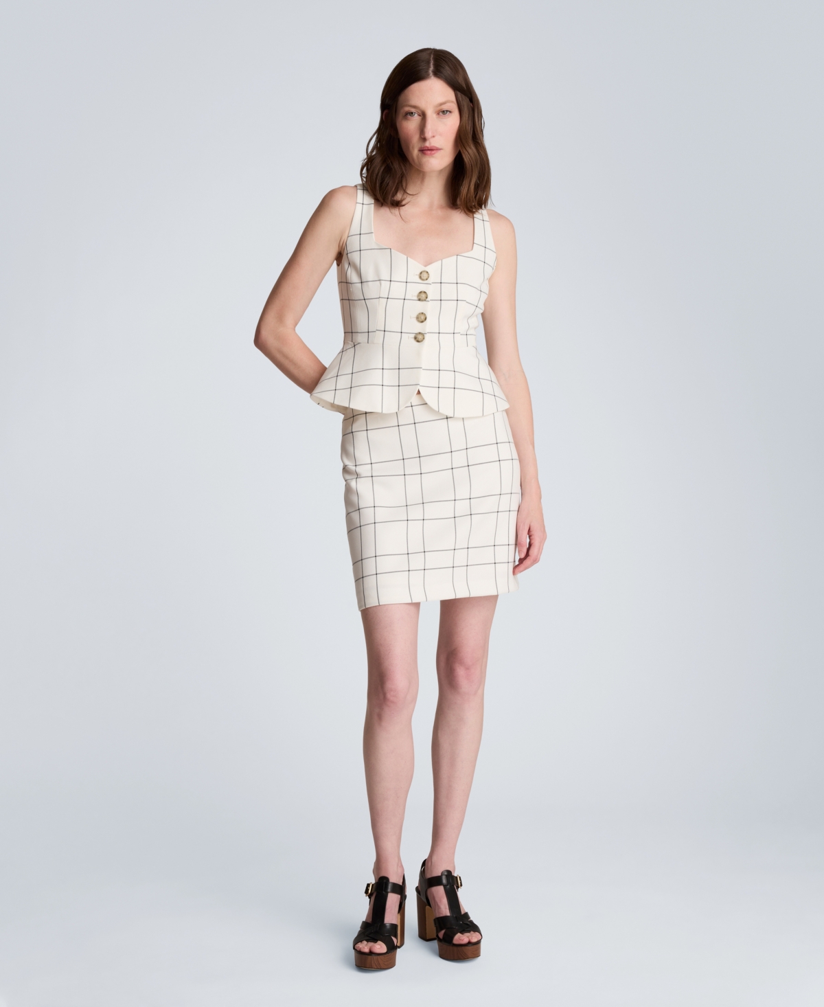 Kenneth Cole Women’s Windowpane Plaid Mini Skirt – Feather White/black Kenneth Cole Women’s Windowpane Plaid Mini Skirt – Feather White/black
