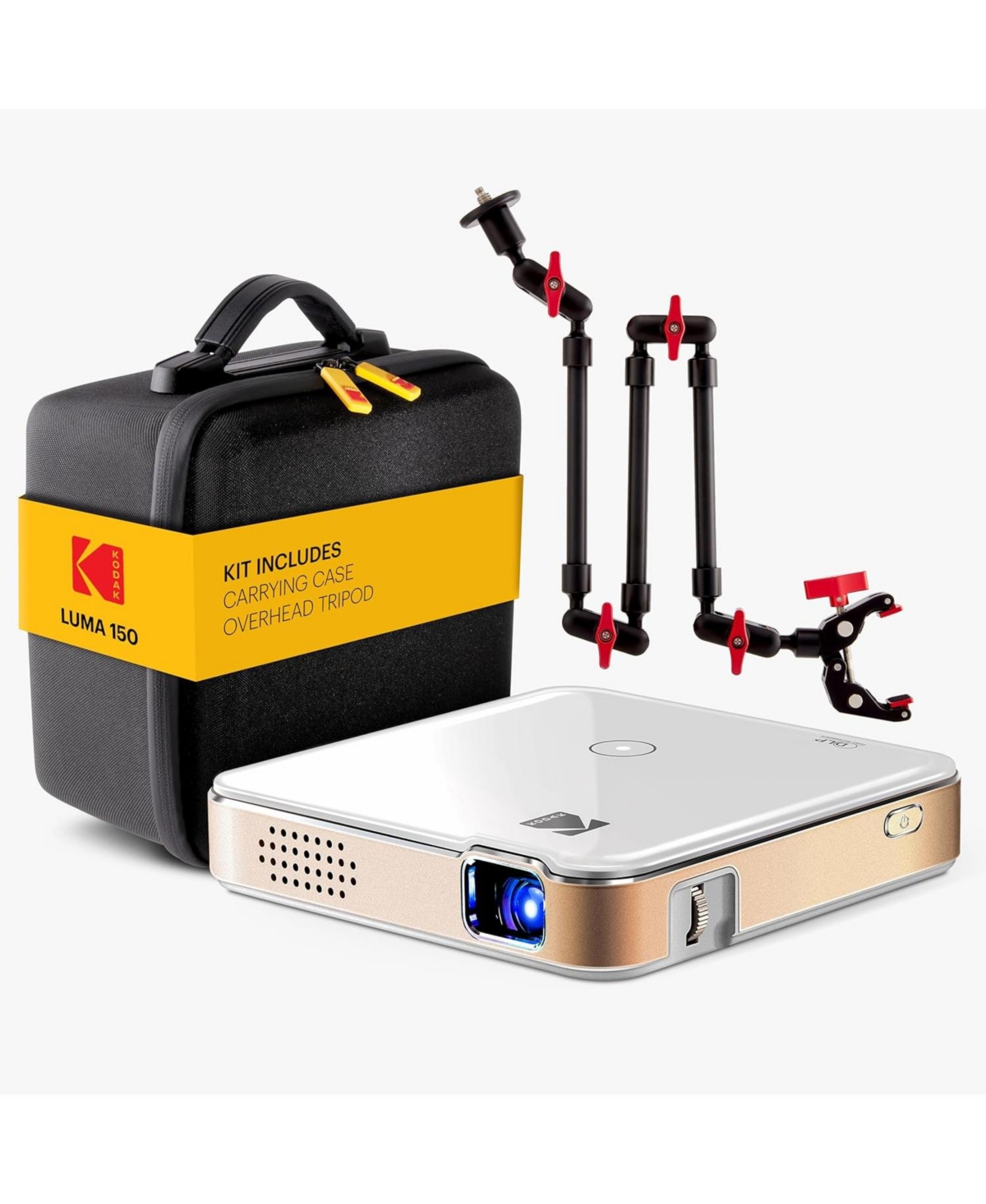 Kodak Luma 150 Pico Projector, Rechargeable Ultra Mini Projector with Overhead Tripod & Case – White Kodak Luma 150 Pico Projector, Rechargeable Ultra Mini Projector with Overhead Tripod & Case – White