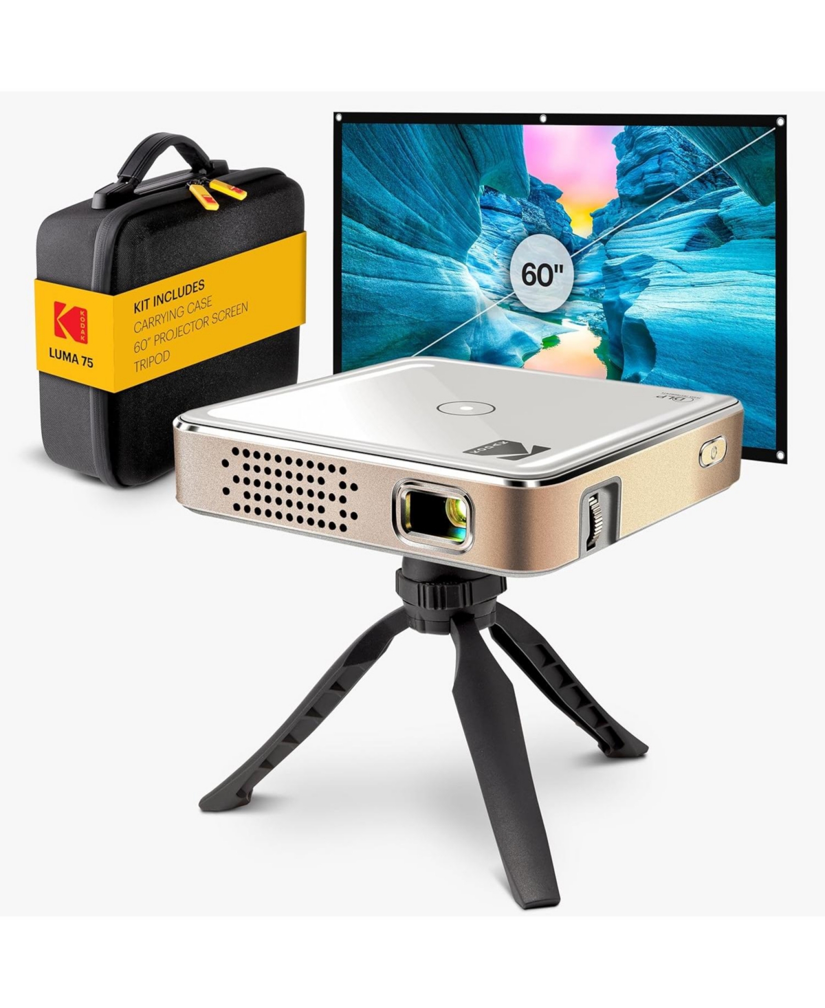 Kodak Luma 75 Ultra Mini Projector, Portable Pico Projector with 60″ Screen, Tripod & Case (Black) Kodak Luma 75 Ultra Mini Projector, Portable Pico Projector with 60″ Screen, Tripod & Case (Black)