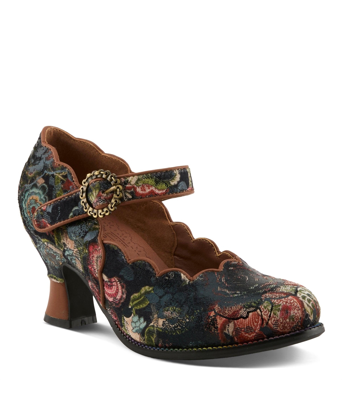 L’Artiste Women’s Adodora-Prit Baroque Mary Jane Shoes with Velvet and Leather Upper, Scalloped Edges, Antique Buckle, Cushioned Insole, and Sculpted L’Artiste Women’s Adodora-Prit Baroque Mary Jane Shoes with Velvet and Leather Upper, Scalloped Edges, Antique Buckle, Cushioned Insole, and Sculpted