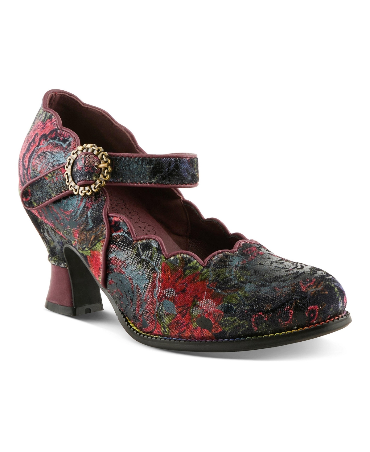 L’Artiste Women’s Adodora-Prit Baroque Mary Jane Shoes with Velvet and Leather Upper, Scalloped Edges, Antique Buckle, Cushioned Insole, and Sculpted L’Artiste Women’s Adodora-Prit Baroque Mary Jane Shoes with Velvet and Leather Upper, Scalloped Edges, Antique Buckle, Cushioned Insole, and Sculpted