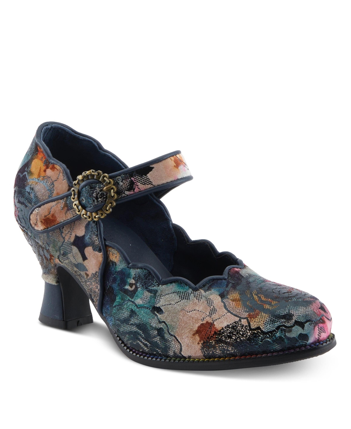 L’Artiste Women’s Adodora-Prit Baroque Mary Jane Shoes with Velvet and Leather Upper, Scalloped Edges, Antique Buckle, Cushioned Insole, and Sculpted L’Artiste Women’s Adodora-Prit Baroque Mary Jane Shoes with Velvet and Leather Upper, Scalloped Edges, Antique Buckle, Cushioned Insole, and Sculpted