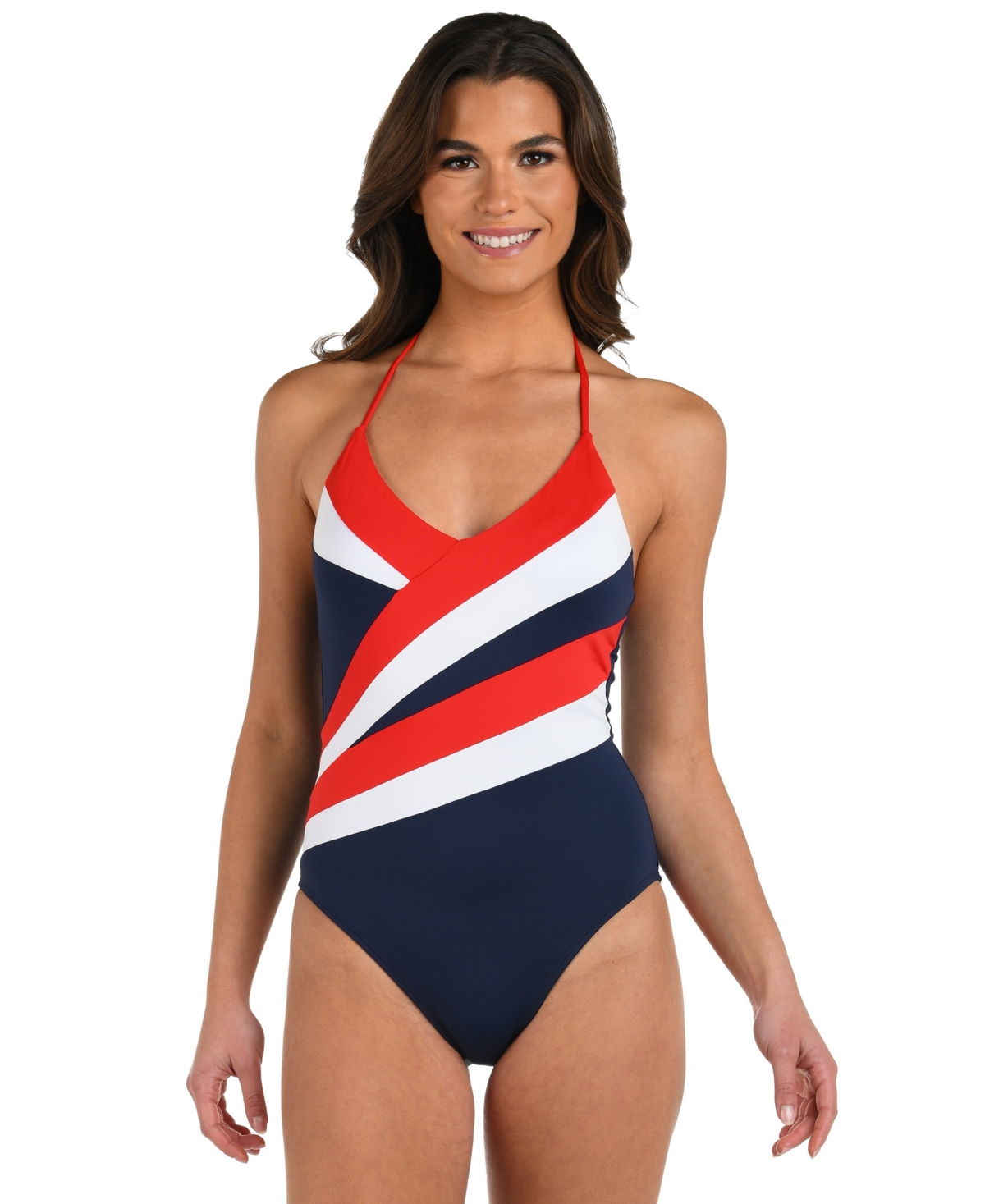 La Blanca Women’s Americana Halter Strap One-Piece Swimsuit – Multi