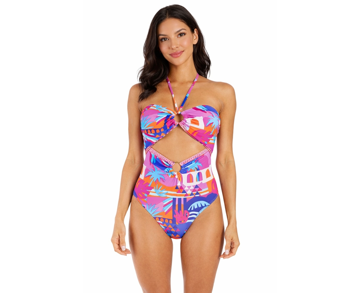La Moda Clothing Women’s Cut-Out Tropical One-Piece Swimsuit – Luxury Resort Swimwear – Red La Moda Clothing Women’s Cut-Out Tropical One-Piece Swimsuit – Luxury Resort Swimwear – Red