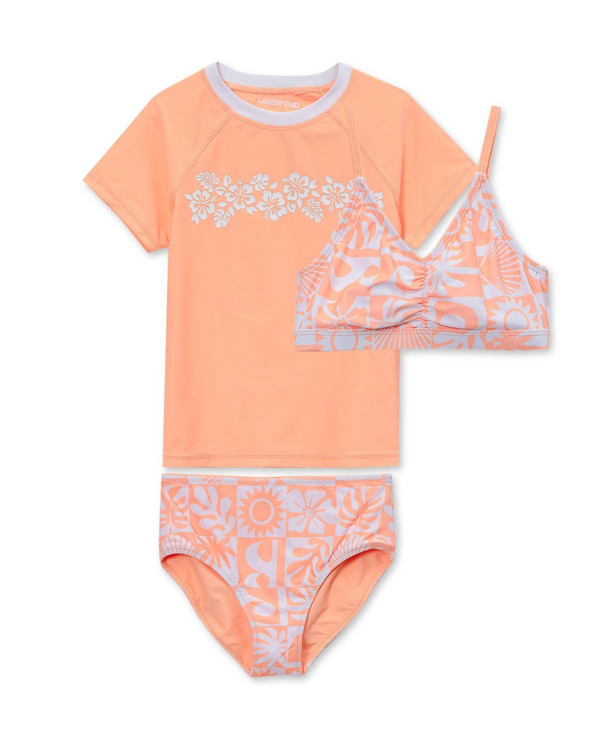 Lands’ End Girls Chlorine Resistant Short Sleeve Rash Guard 3 Piece Swimsuit Set – Surf/orange Lands’ End Girls Chlorine Resistant Short Sleeve Rash Guard 3 Piece Swimsuit Set – Surf/orange