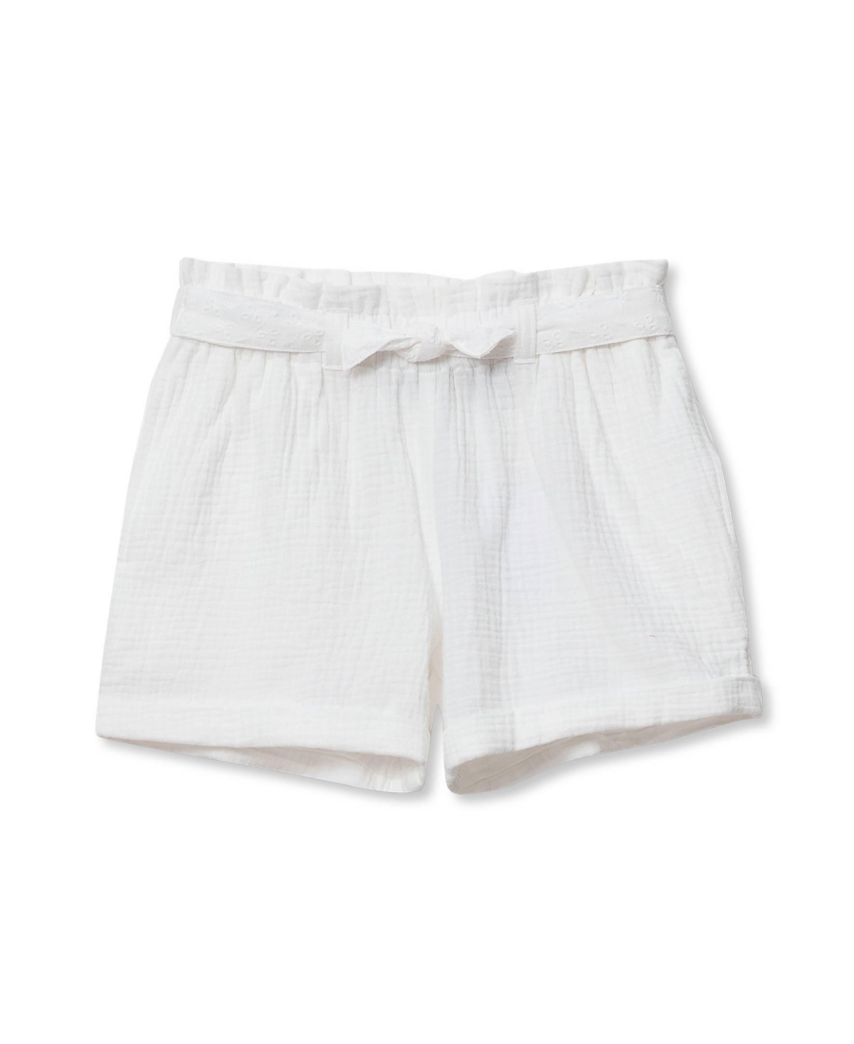 Lands’ End Girls Woven Belted Pull On Short – White Lands’ End Girls Woven Belted Pull On Short – White