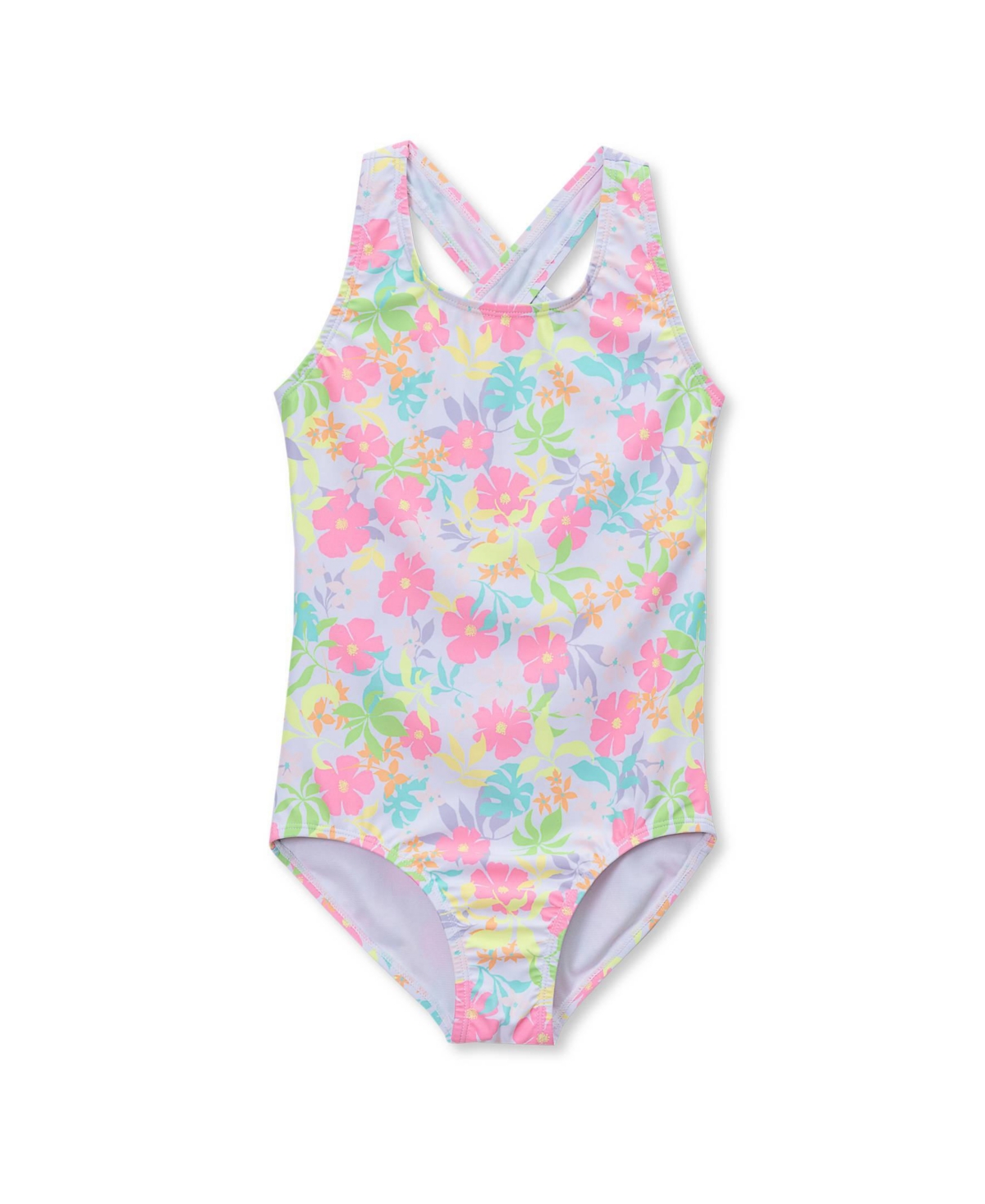 Lands’ End Little And Big Girls Chlorine Resistant One Piece Swimsuit – White multi floral Lands’ End Little And Big Girls Chlorine Resistant One Piece Swimsuit – White multi floral