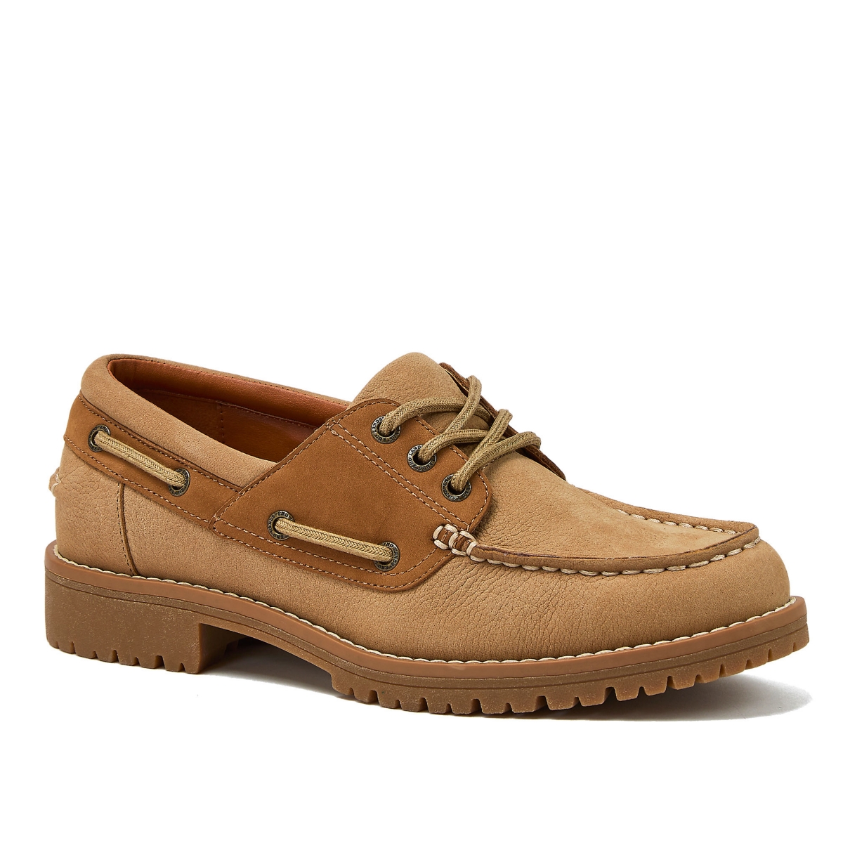 Lands’ End Women’s Seaport Leather Lace Up Boat Shoes – Taupe