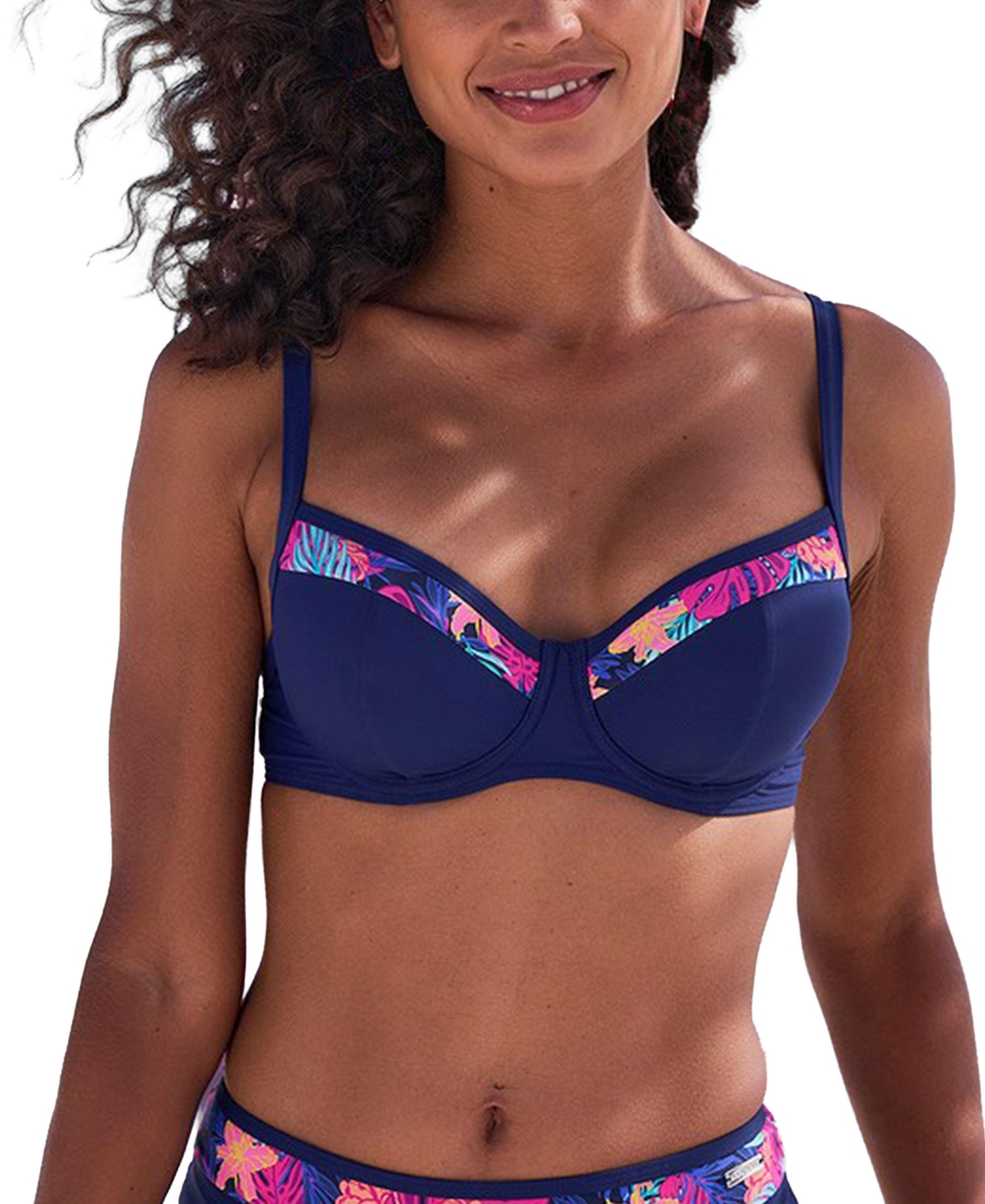 Lascana Women’s Contrast Print Underwire Bikini Swimsuit Top Bra Sizing – Navy pink Lascana Women’s Contrast Print Underwire Bikini Swimsuit Top Bra Sizing – Navy pink