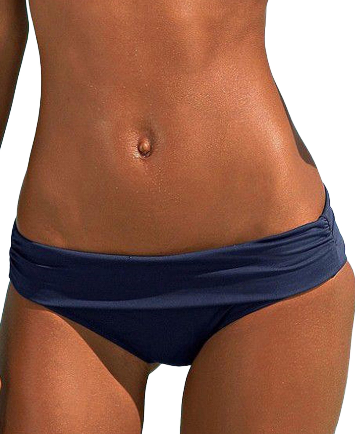 Lascana Women’s Fold Over Classic Bikini Swimsuit Bottom – Navy