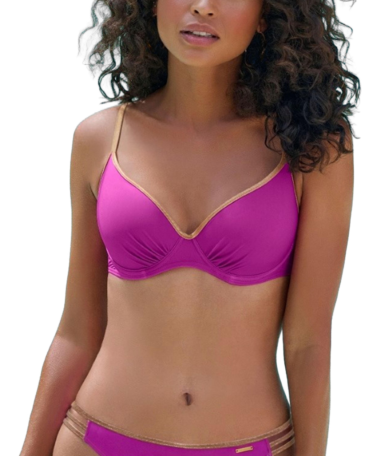Lascana Women’s Metallic Trim Underwire Bikini Swimsuit Top Bra Sizing – Fuchsia Lascana Women’s Metallic Trim Underwire Bikini Swimsuit Top Bra Sizing – Fuchsia