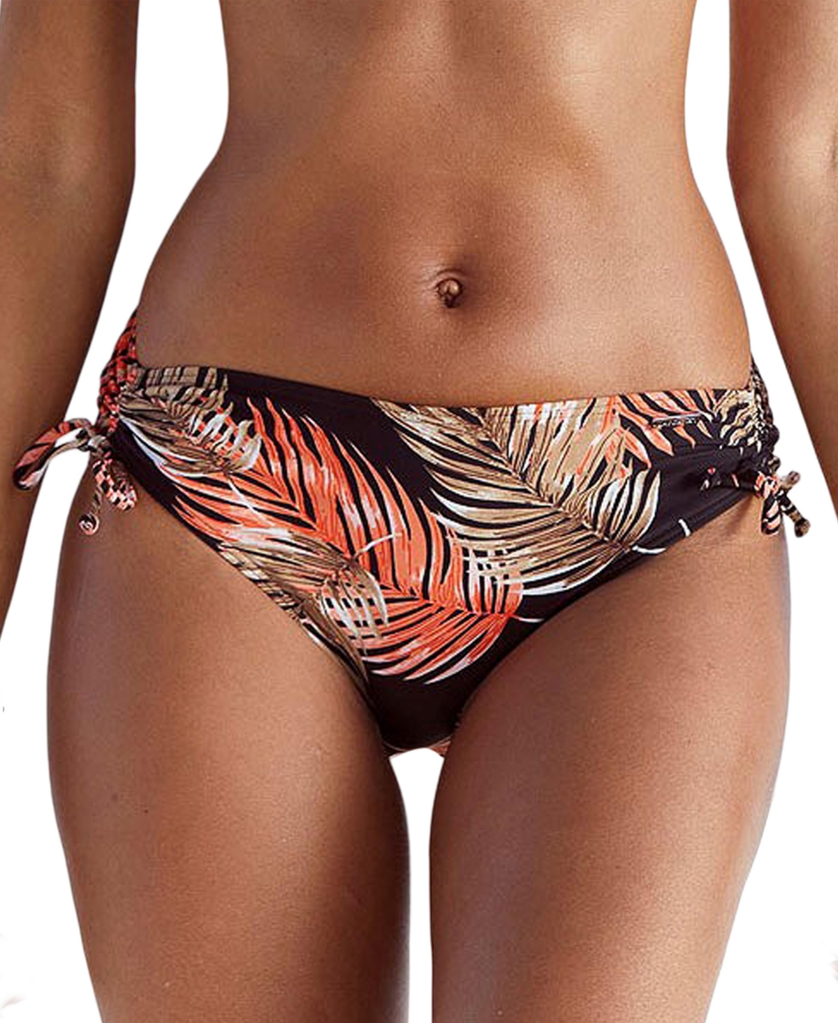 Lascana Women’s Palm Print Mid Rise Bikini Swimsuit Bottom cup sizing – Black printed