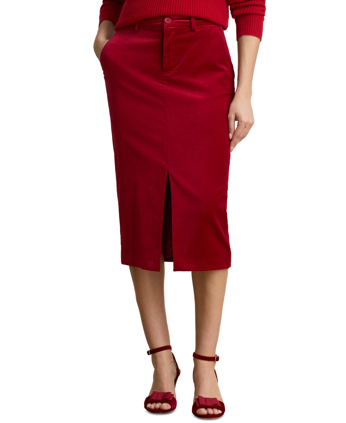 Lauren Ralph Lauren Women’s Lakinya High-Waisted Midi Velvet Skirt – Lauren Red Velvet Lauren Ralph Lauren Women’s Lakinya High-Waisted Midi Velvet Skirt – Lauren Red Velvet