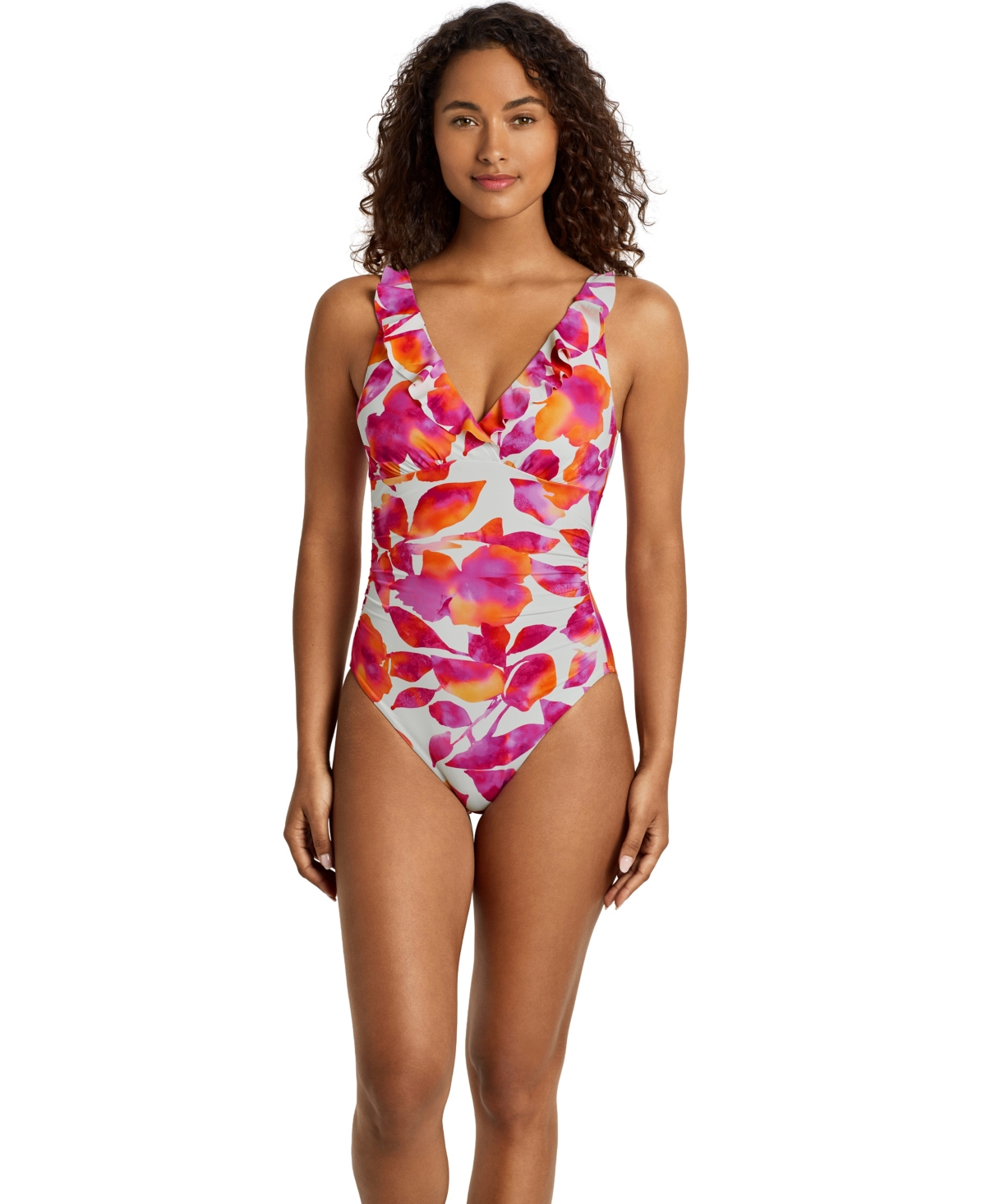 Lauren Ralph Lauren Women’s Ruffle Surplice One-Piece Swimsuit – Bougainvillea Floral Lauren Ralph Lauren Women’s Ruffle Surplice One-Piece Swimsuit – Bougainvillea Floral