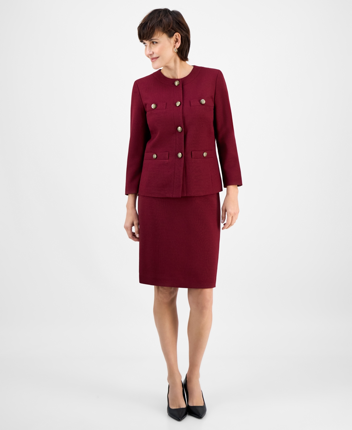 Le Suit Women’s Pencil Skirt Suit Set, Regular & Petite – Bordeaux Le Suit Women’s Pencil Skirt Suit Set, Regular & Petite – Bordeaux