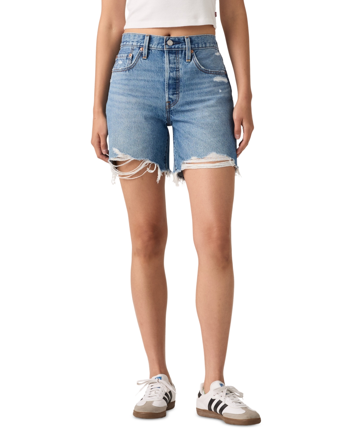 Levi’s 501 Mid-Thigh High Rise Straight Fit Denim Shorts – Blow Big Horns