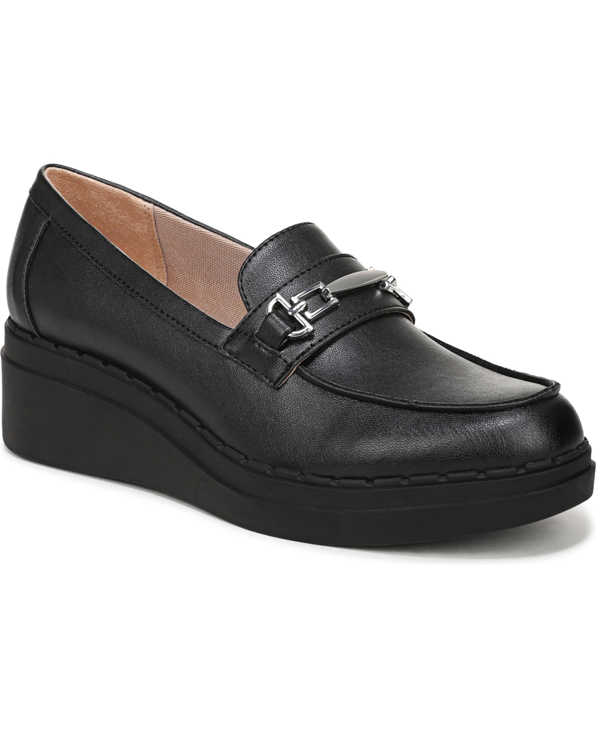 LifeStride Women’s Dolce-Bit Wedge Loafer Shoes – Black Faux Leather LifeStride Women’s Dolce-Bit Wedge Loafer Shoes – Black Faux Leather
