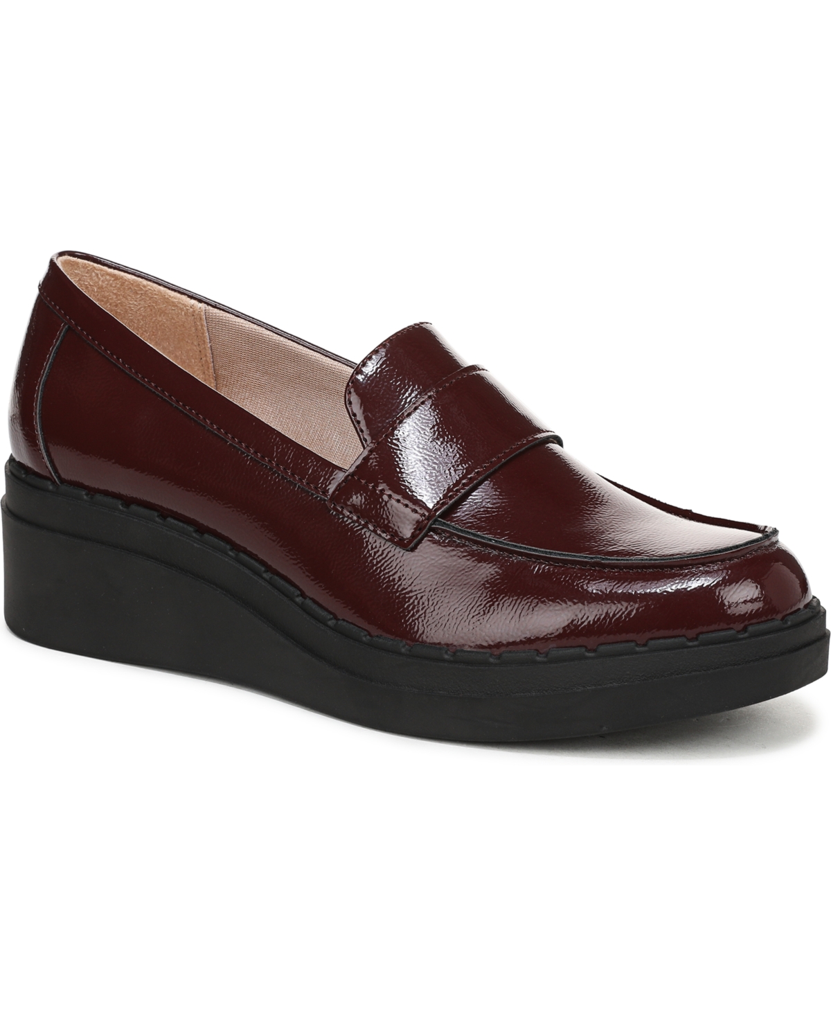 LifeStride Women’s Dolce Wedge Loafer Shoes – California Wine Faux Patent Leather LifeStride Women’s Dolce Wedge Loafer Shoes – California Wine Faux Patent Leather
