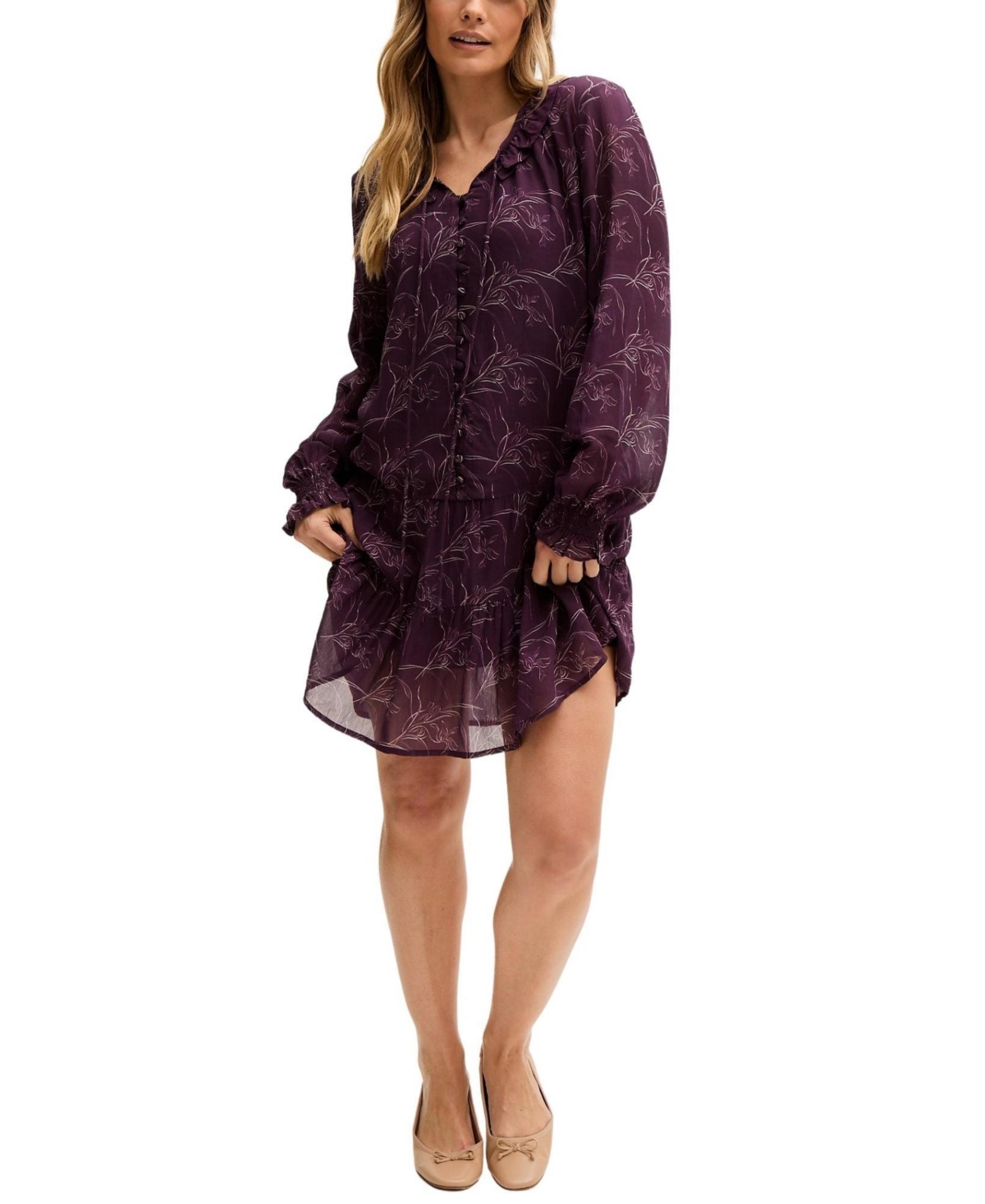 Lily and Lionel London Women’s Henrietta Floral Print Button Down Mini Dress – Purple Lily and Lionel London Women’s Henrietta Floral Print Button Down Mini Dress – Purple
