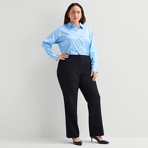 Liz Claiborne Audra Curvy Womens Straight Mid Rise Trouser, 20w Short, Black