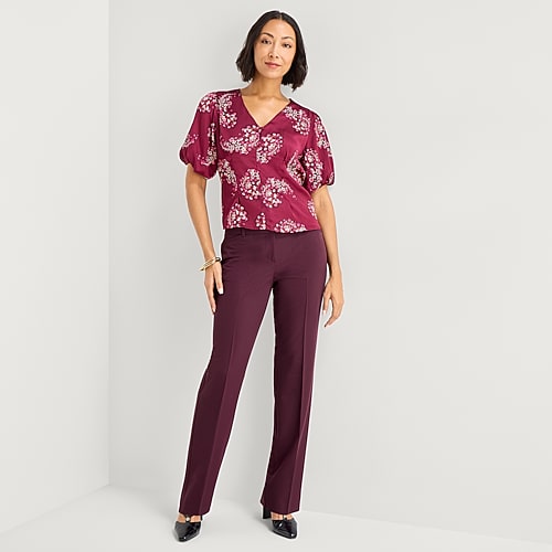 Liz Claiborne Audra Womens Straight Mid Rise Trouser, 2 Petite Short, Purple Liz Claiborne Audra Womens Straight Mid Rise Trouser, 2 Petite Short, Purple