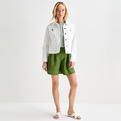 Liz Claiborne Linen Womens Mid Rise Pleated Short, 14 Petite, Green Liz Claiborne Linen Womens Mid Rise Pleated Short, 14 Petite, Green