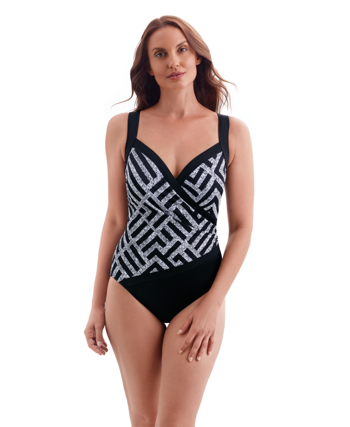Longitude Women’s Amazing Spliced Side Shirred Surplice Long Torso One-Piece Swimsuit – Amazing