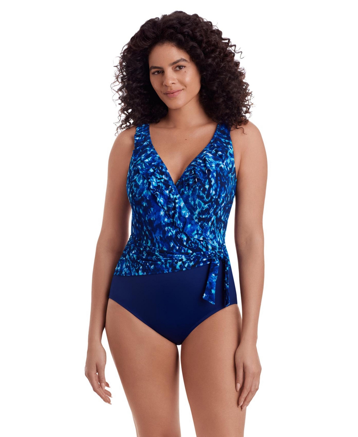Longitude Women’s Ruffle Front Sash Surplice Long Torso One-Piece Swimsuit – Sweet siren Longitude Women’s Ruffle Front Sash Surplice Long Torso One-Piece Swimsuit – Sweet siren