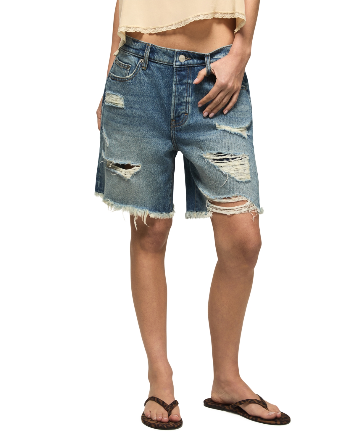 Lucky Brand Women’s Cotton Baggy Classic High-Rise Shorts – Faded Yellow Pigment Wash Lucky Brand Women’s Cotton Baggy Classic High-Rise Shorts – Faded Yellow Pigment Wash