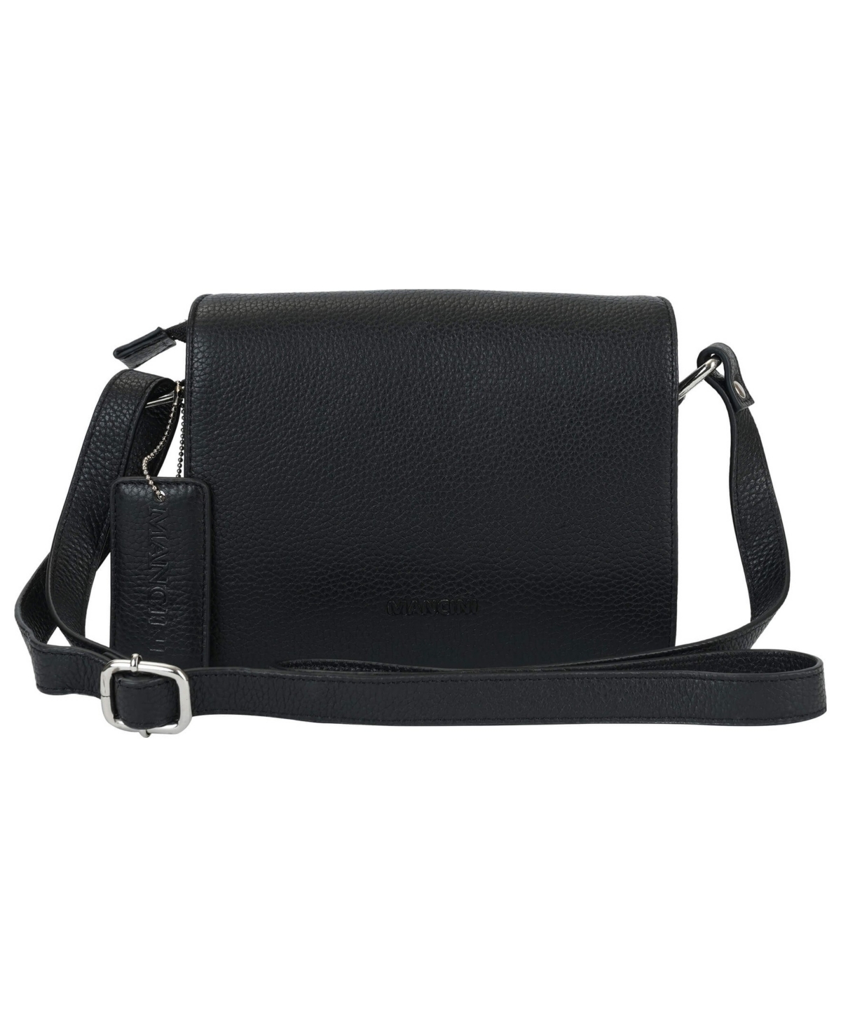 Mancini Pebble Leather Connie Crossbody Handbag – Black Mancini Pebble Leather Connie Crossbody Handbag – Black
